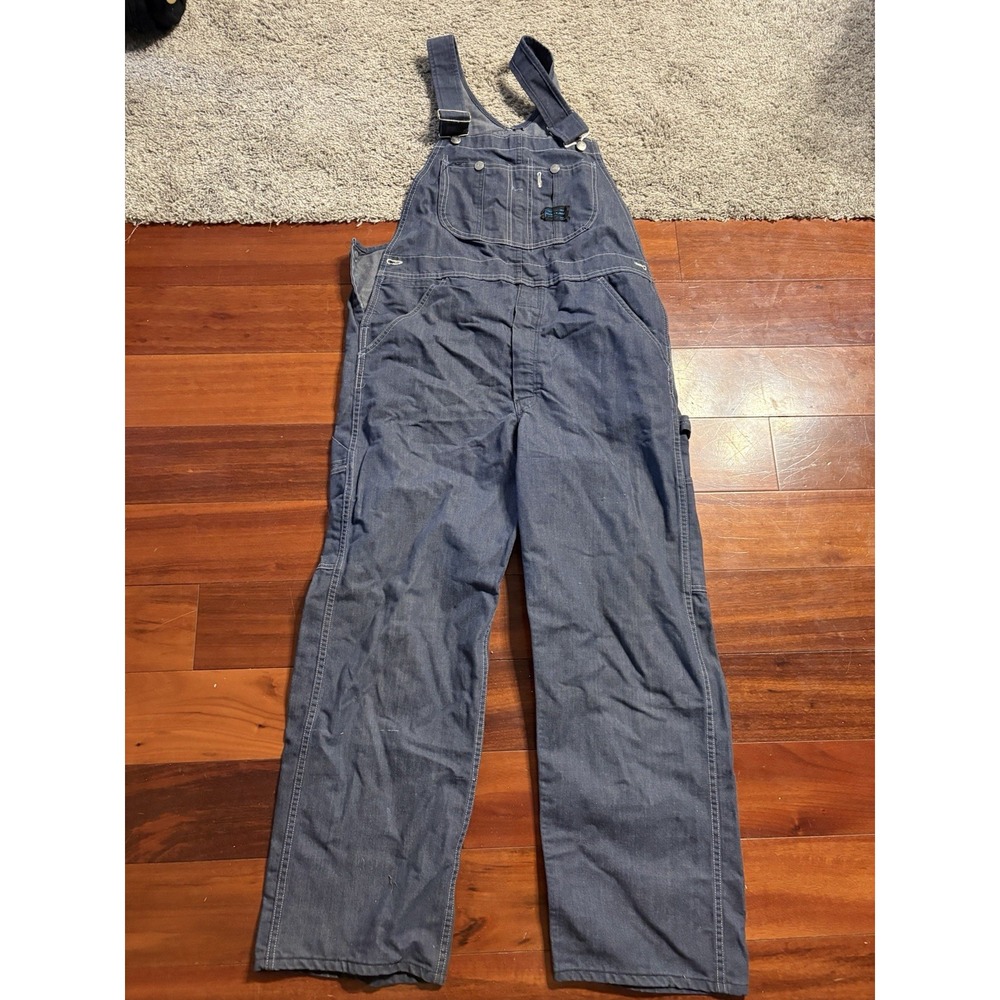 Vtg Sears Perma Prest Tri-Bend Carpenter Bib Overalls 36x30 Farmer Pants Union